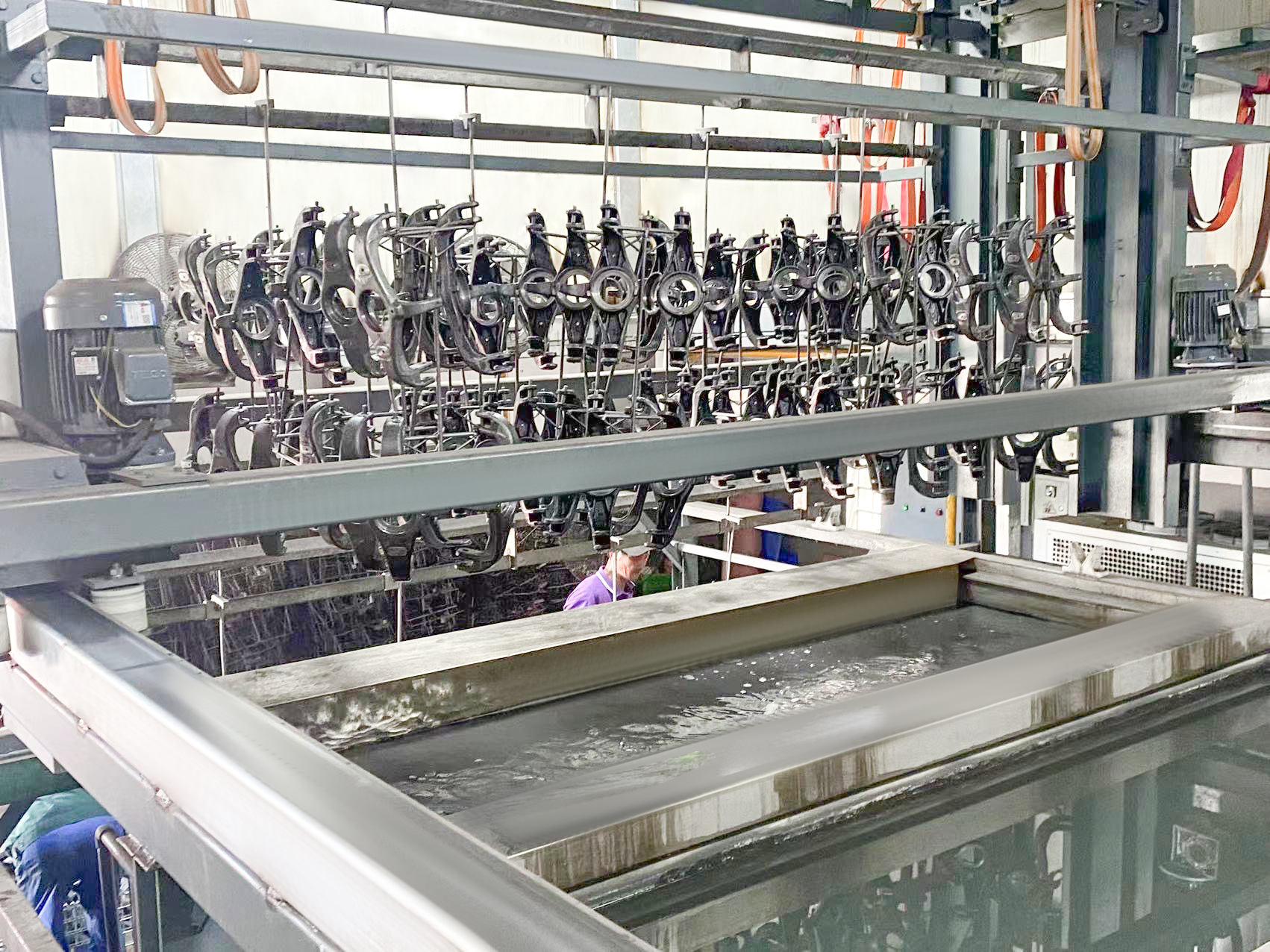 Electrophoresis coating tank line for OEM metal parts
