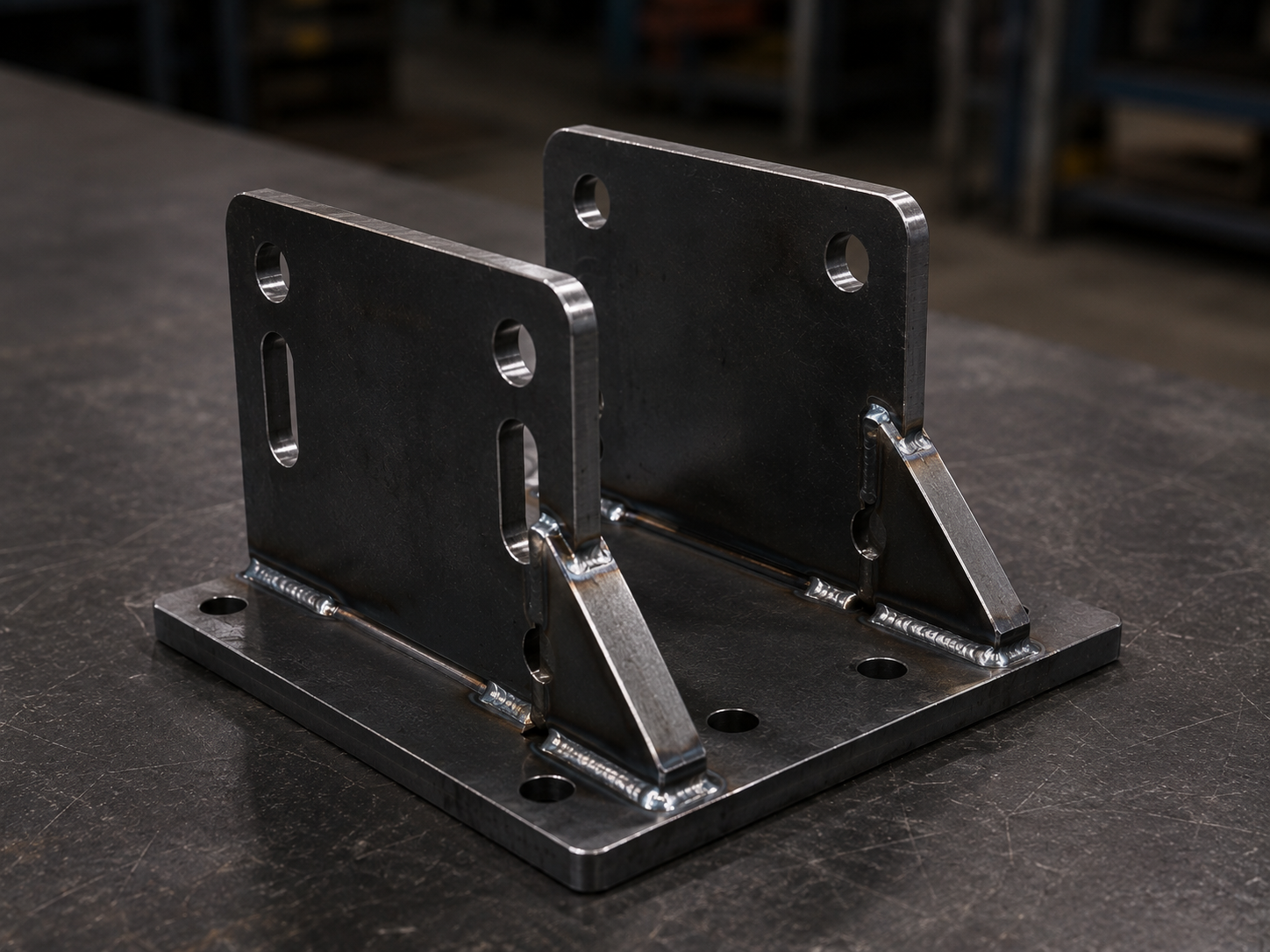 Finished welded metal bracket from laser cut blank to assembly
