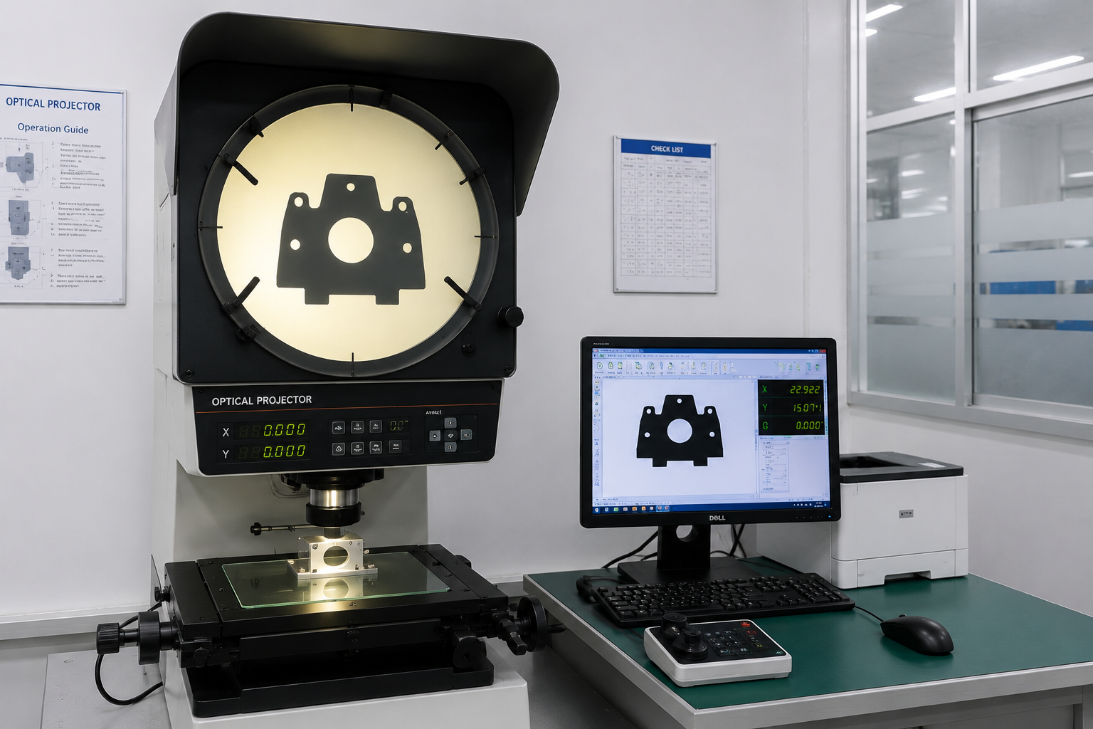 Optical projector for profile and contour inspection