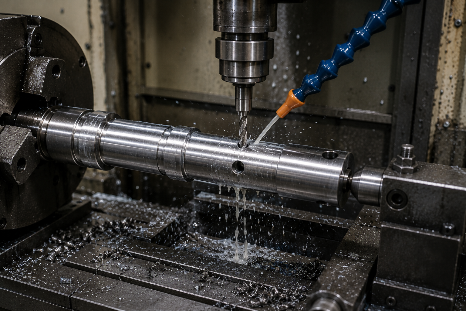 CNC machining workshop for machined shaft production