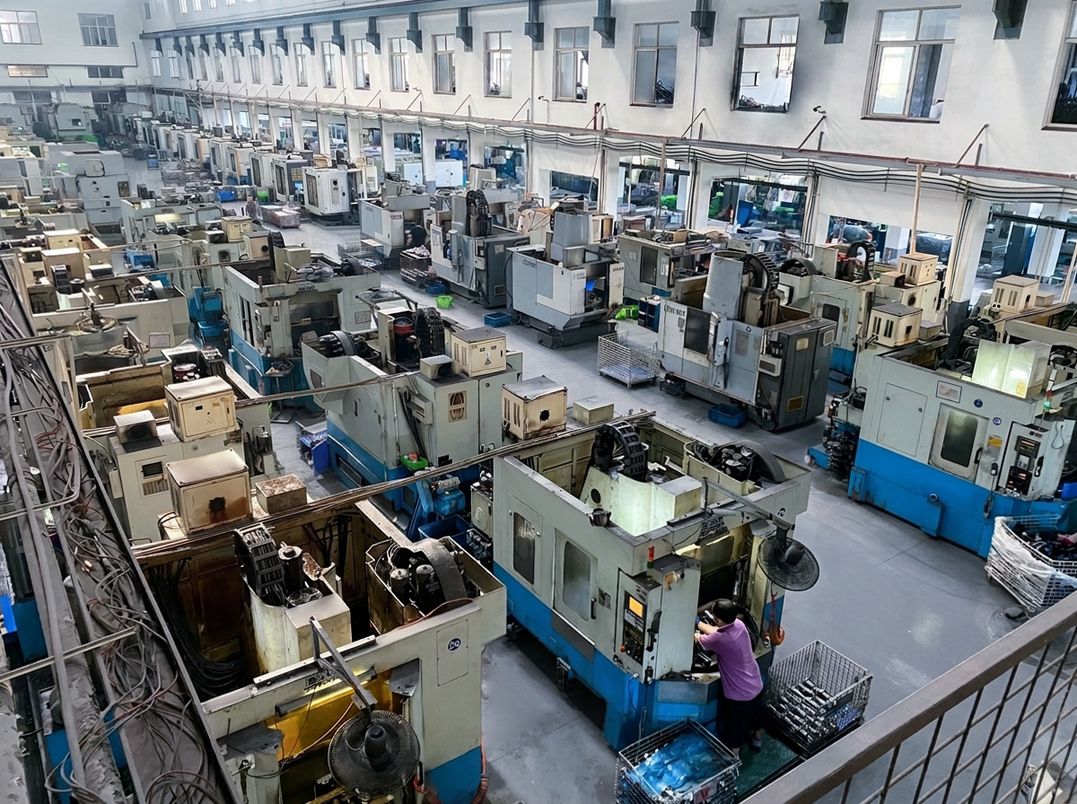 NBFEIYU production workshop with CNC machining equipment and material flow