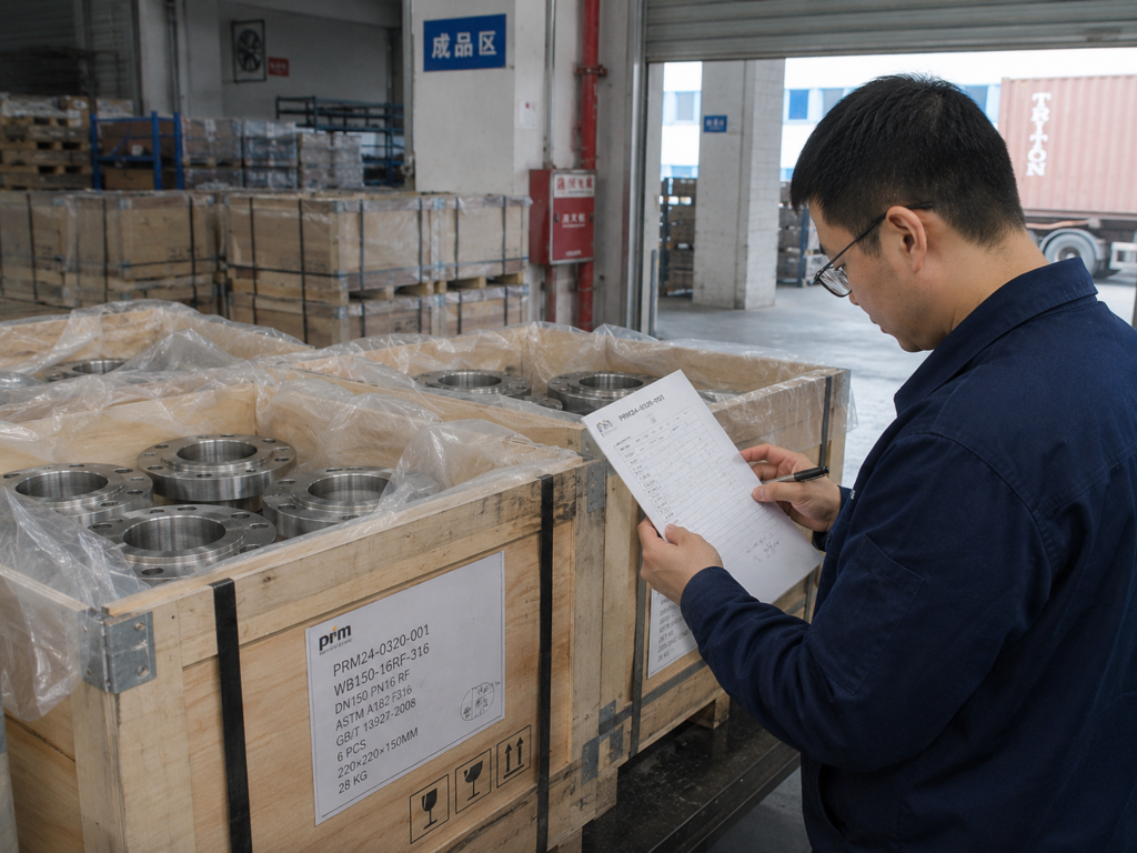 Packaged OEM welded steel parts ready for shipment