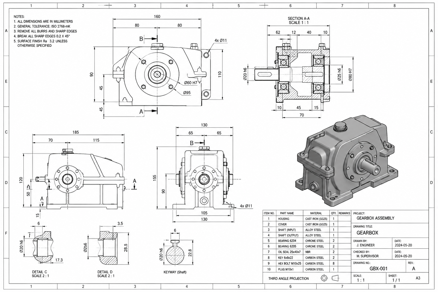 Engineering drawing review for sheet metal enclosure project