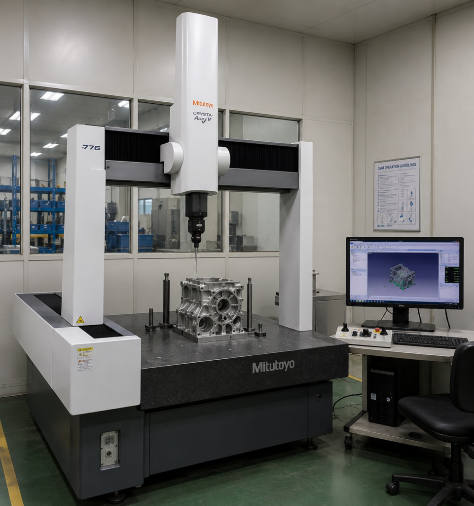 Coordinate measuring machine used for OEM custom parts inspection