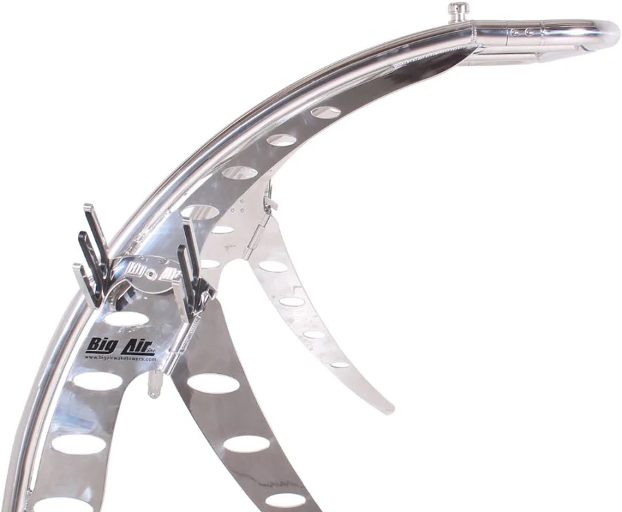 Close-up of a polished Big Air wakeboard tower made by NBFEIYU for a customer project
