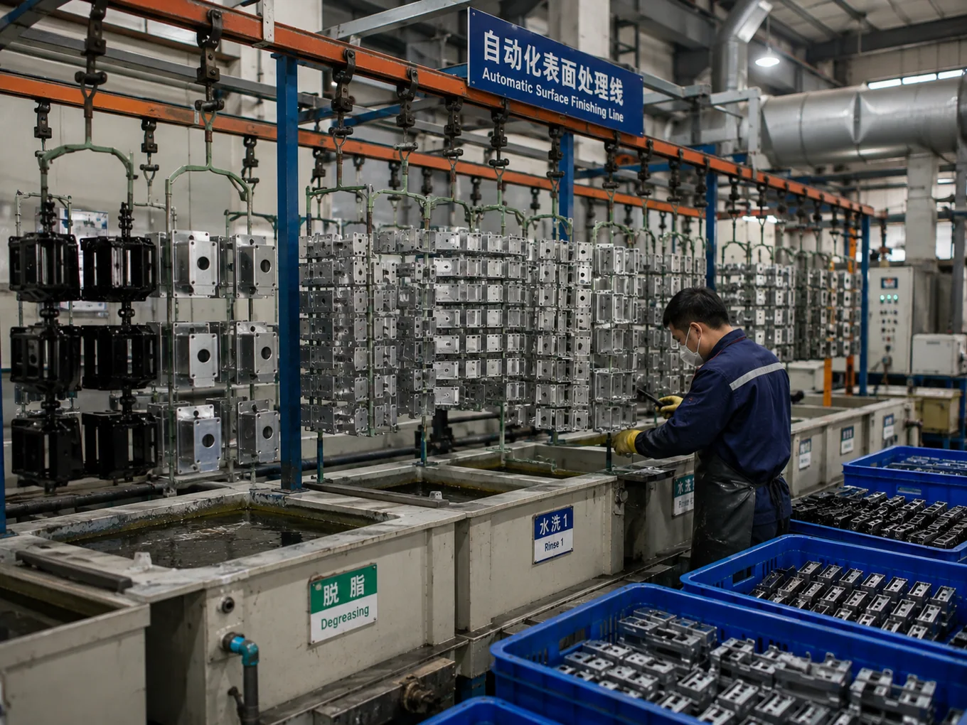 Automatic surface finishing line with metal components at NBFEIYU
