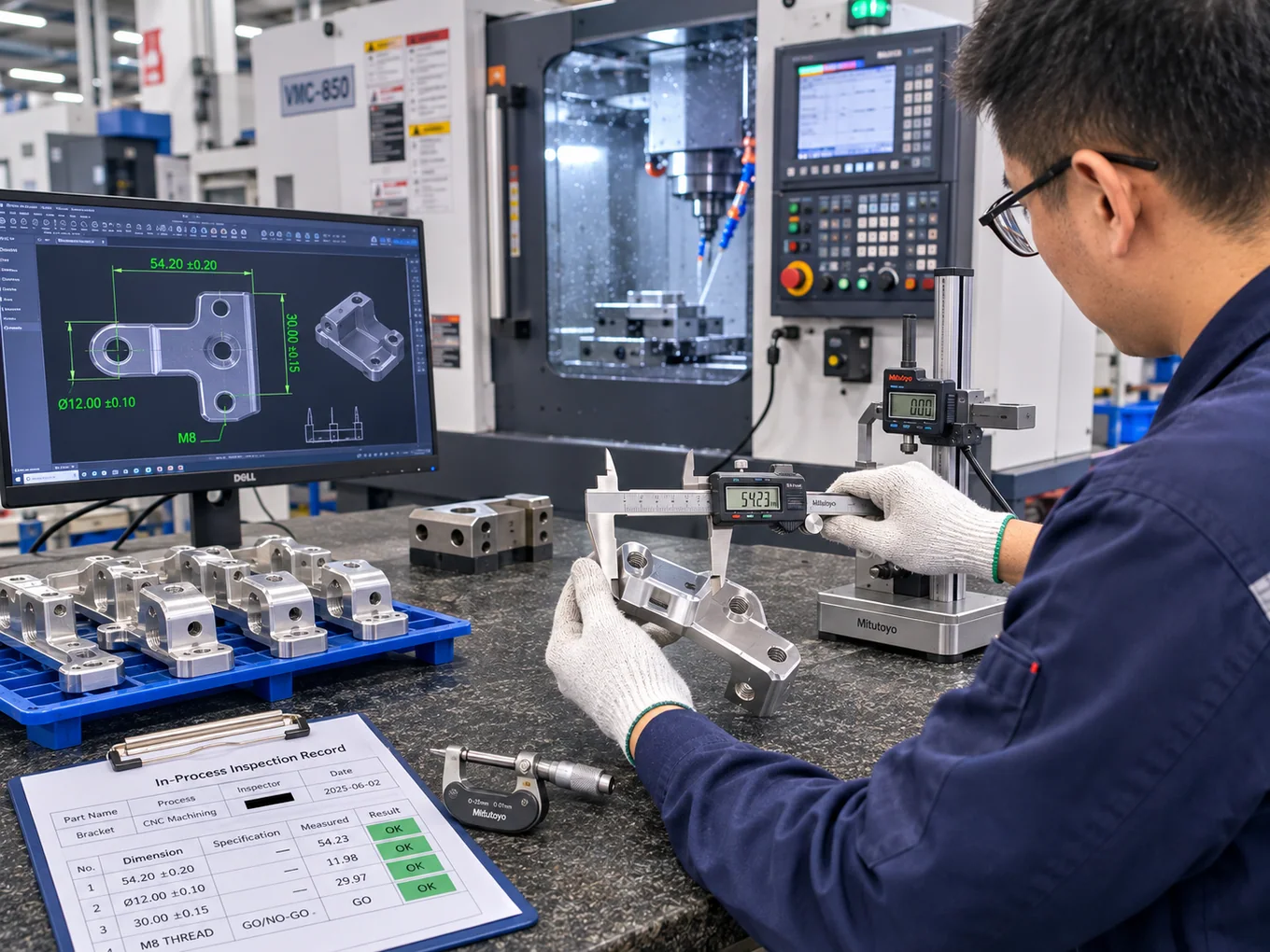 In-process dimensional inspection of CNC machined brackets at NBFEIYU