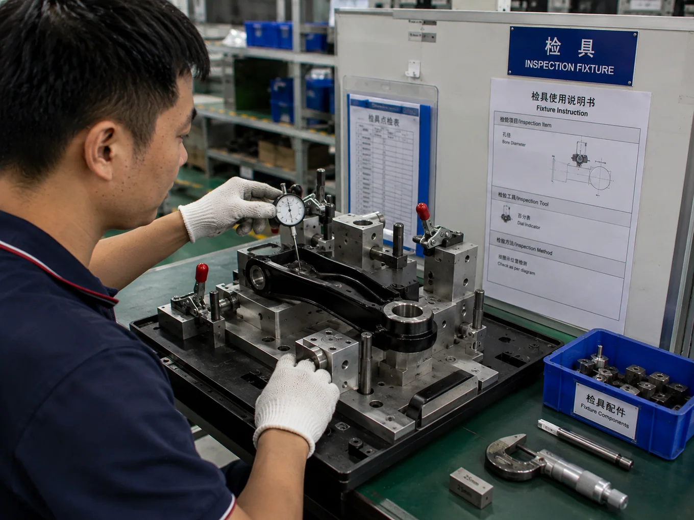 Dedicated inspection fixture with dial indicator at NBFEIYU