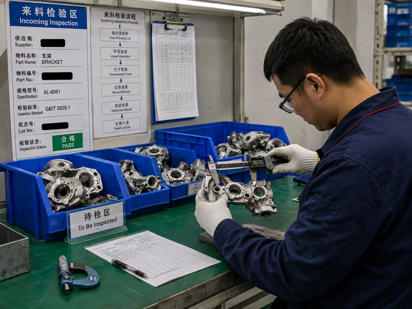Incoming inspection process for metal components at NBFEIYU