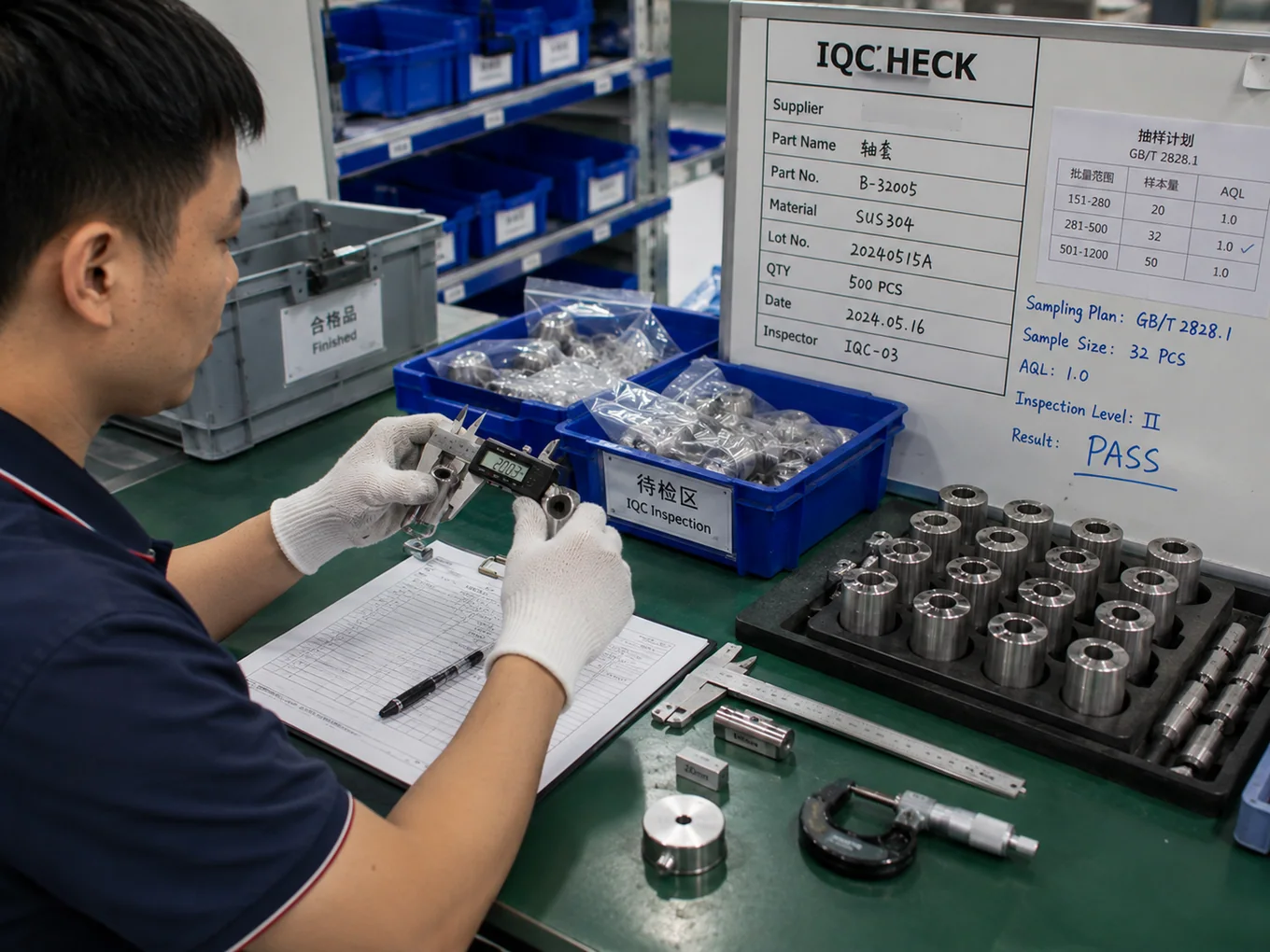 Incoming quality control sampling and dimensional inspection at NBFEIYU